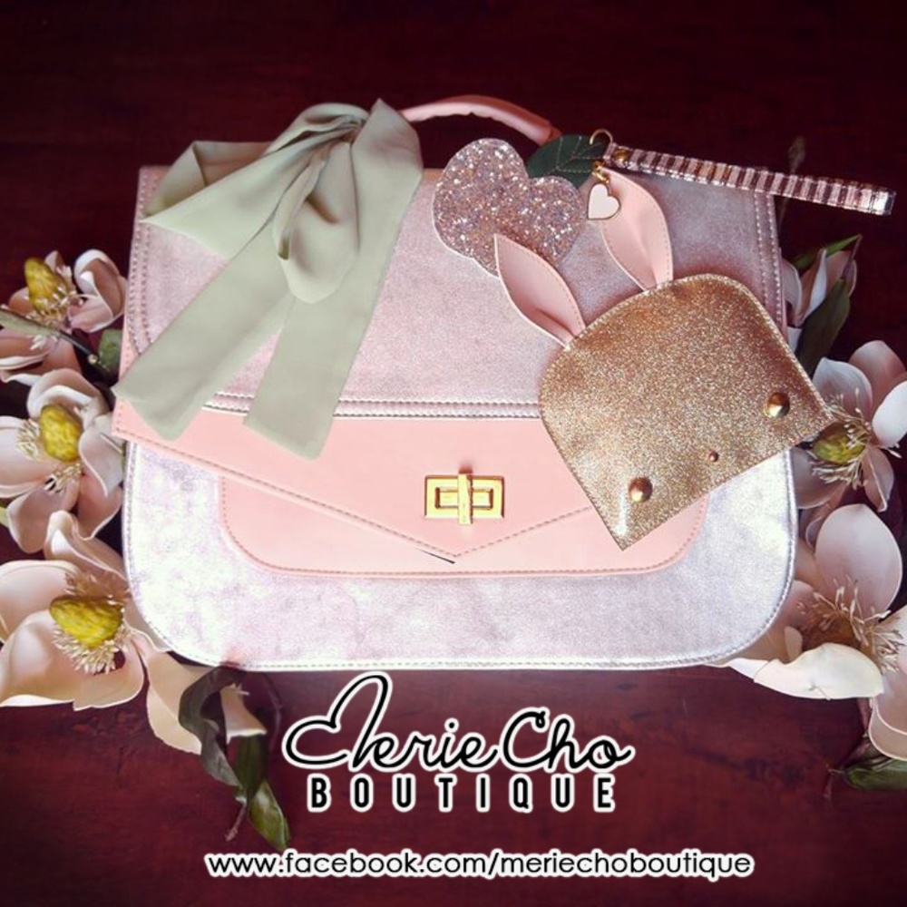 NEW Cute Bunny briefcase Hanbag Bag with keychain